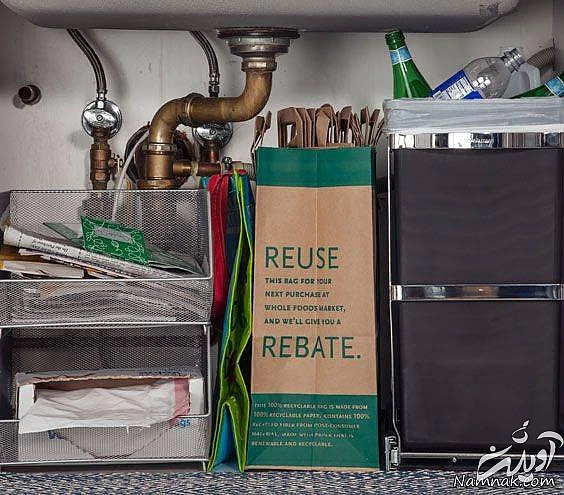 چیدمان داخل کابینت زیر سینک ظرفشویی چیدمان داخل کابینت